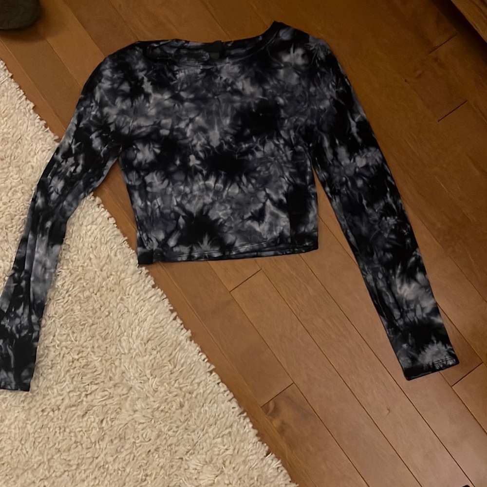 Navy blue tie dye cropped top